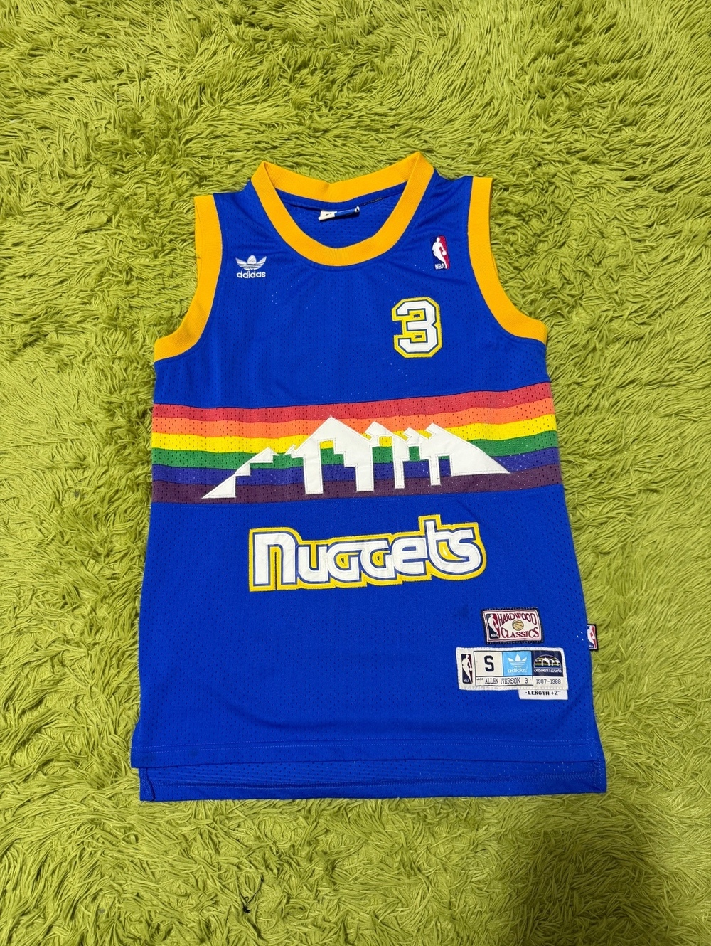 Adidas NBA Hardwood Classics Denver Nuggets Allen Iverson #3 Jersey Size Small